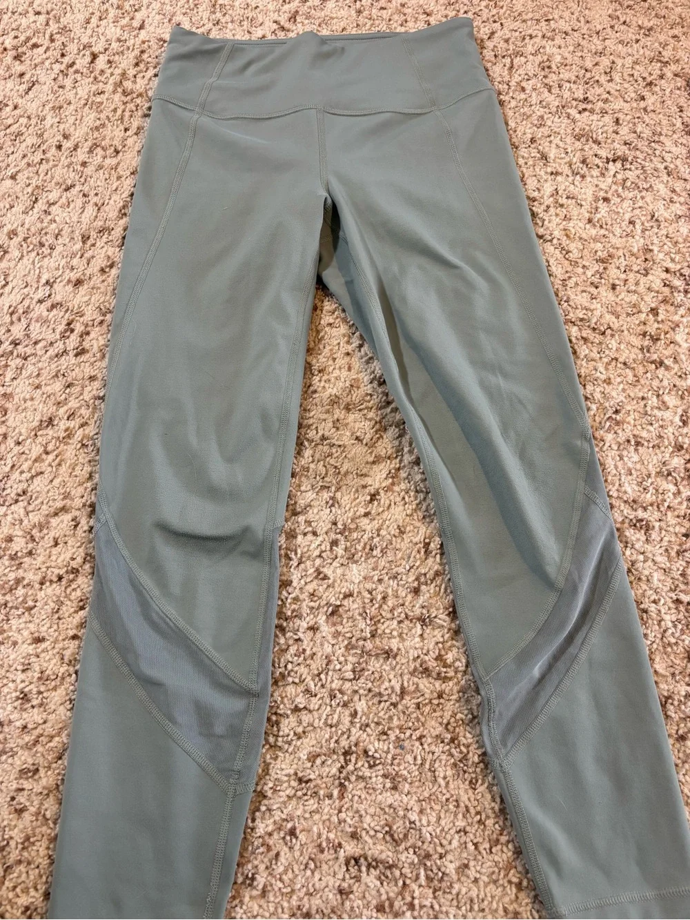 Athleta Eclipse 7/8 High Rise Leggings Seafoam Green Mesh Yoga Pilates Size S